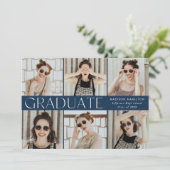 Moderner klassischer Navy 6 Foto Abschluss Ankündigung (Stehend Vorderseite)