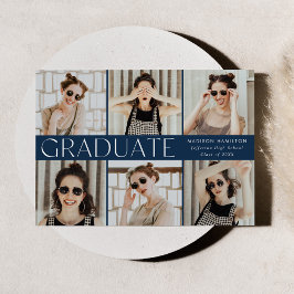 Moderner klassischer Navy 6 Foto Abschluss Ankündigung