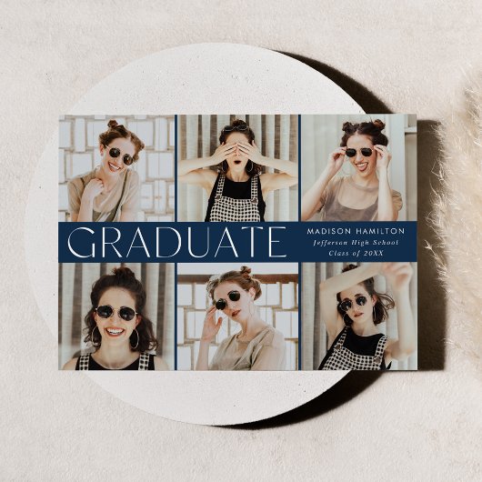 Moderner klassischer Navy 6 Foto Abschluss Ankündigung