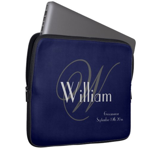 Moderner klassischer Personalisierter Name + Monog Laptopschutzhülle (Vorne Rechts)