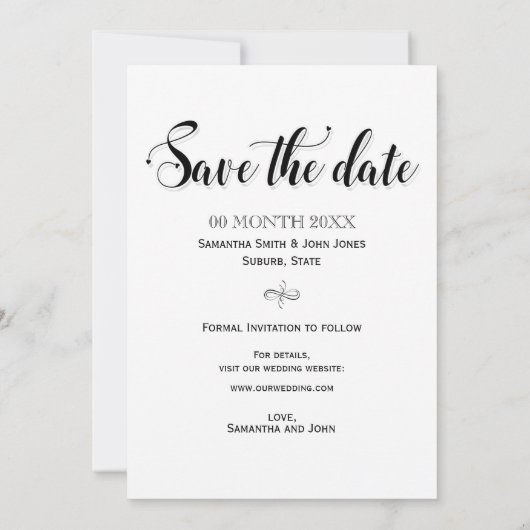 Moderner klassischer Rahmen mit einer Foto-Linie Save The Date (Rückseite)