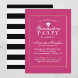 Moderner klassischer Rosa-Goldrahmen-Abschluss Einladung