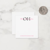 Moderner Klassischer Schwarz-Pink-Script-Platz Mitteilungskarte (Vorderseite/Rückseite Beispiel)