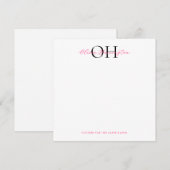 Moderner Klassischer Schwarz-Pink-Script-Platz Mitteilungskarte (Vorne/Hinten)