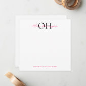 Moderner Klassischer Schwarz-Pink-Script-Platz Mitteilungskarte (Vorderseite/Rückseite Beispiel)