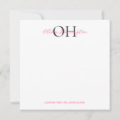 Moderner Klassischer Schwarz-Pink-Script-Platz Mitteilungskarte (Vorderseite)