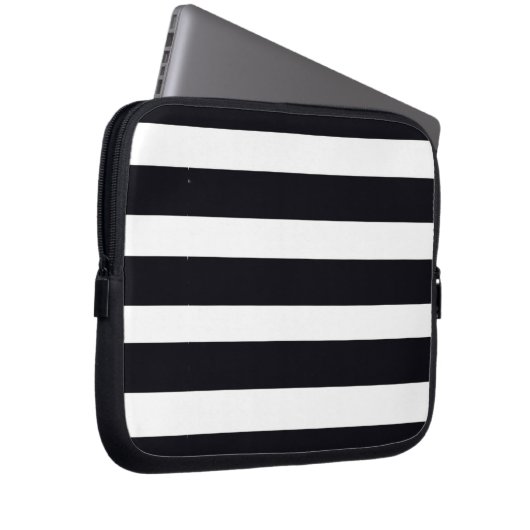 Moderner klassischer Schwarz-Weiß-Streifen Cool Ch Laptopschutzhülle (Vorne Rechts)