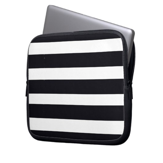 Moderner klassischer Schwarz-Weiß-Streifen Cool Ch Laptopschutzhülle (Vorderseite Links)