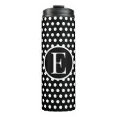 Moderner klassischer Schwarzer Polka Dots Anfangsb Thermosbecher (Vorderseite)