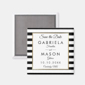 Moderner klassischer Streifen Save the Date Magnet (Vorderseite/Rückseite)