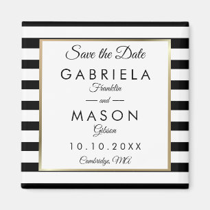 Moderner klassischer Streifen Save the Date Magnet