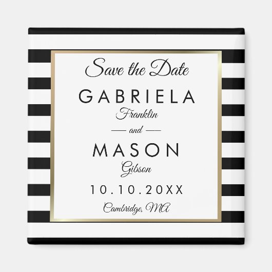 Moderner klassischer Streifen Save the Date Magnet (Vorne)