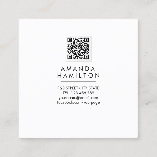 Moderner klassischer Wasserfarbenpeony QR CODE Quadratische Visitenkarte (Rückseite)