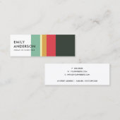 MODERNER KLEINER AQUA PINK ORANGE NAVY STRIPEN MINI VISITENKARTE (Vorne/Hinten)