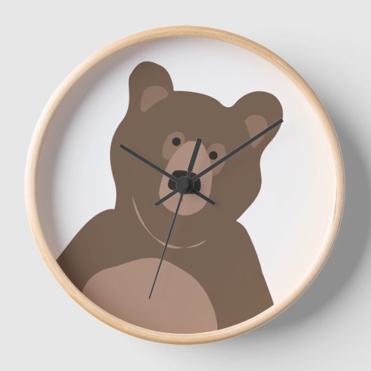 Moderner kleiner brauner Babybär, 10" Uhr (Vorderseite)