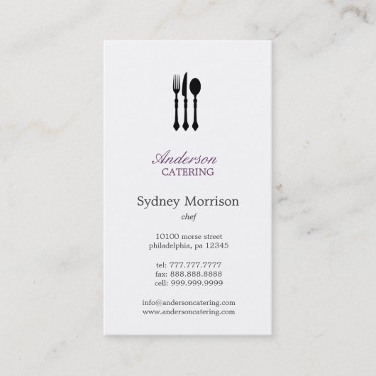 Moderner Koch/Catering/Restaurant Visitenkarte (Vorderseite)