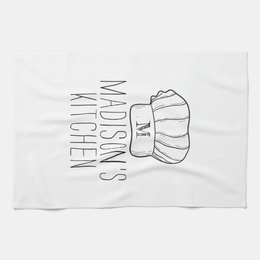 Moderner Koch Cook Hat Monogram Einfach Stilvoller Geschirrtuch (Horizontal)