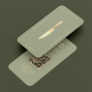 Moderner Koch Gold Knife Sage Green Luxus Visitenkarte