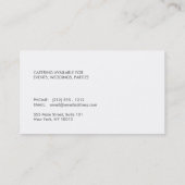 MODERNER KOCH HAT LOGO IN WEISS AUF DUNKELGRAY VISITENKARTE (Rückseite)