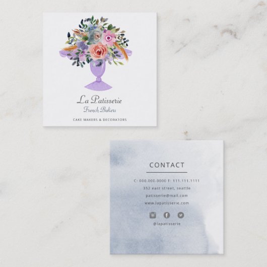 Moderner Koch mit Blumengebäck Quadratische Visitenkarte (Vorne/Hinten)