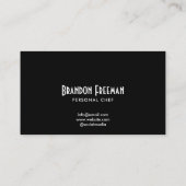 Moderner Koch mit Schwarzer Silhouette Visitenkarte (Rückseite)