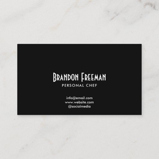 Moderner Koch mit Schwarzer Silhouette Visitenkarte (Rückseite)