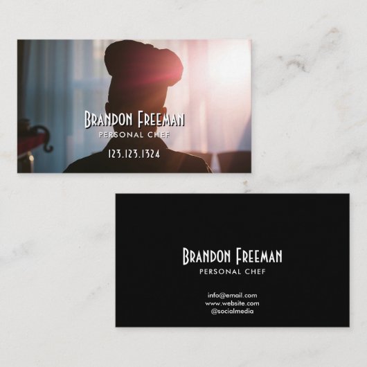 Moderner Koch mit Schwarzer Silhouette Visitenkarte (Vorne/Hinten)