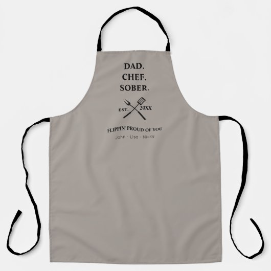 Moderner Koch Sober Vater Proud Childrens Names GR Schürze (Vorderseite)
