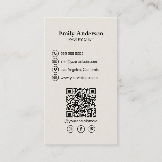 Moderner Koch Visitenkarte (Rückseite)