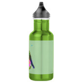 Moderner Kolibri mit Blüte auf hellgrünem Salbei Edelstahlflasche (Rechts)