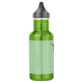 Moderner Kolibri mit Blüte auf hellgrünem Salbei Edelstahlflasche (Links)