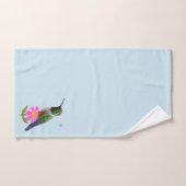 Moderner Kolibri und Blume auf Hellblau Badhandtuch Set (Handtuch)
