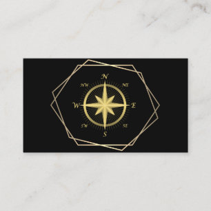 Moderner Kompass Gold Nautic Visitenkarte