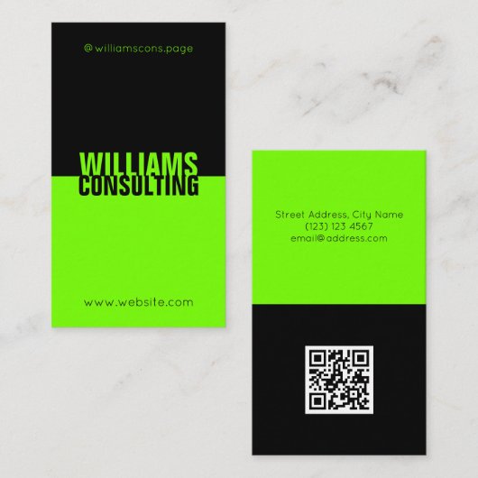 Moderner Kontrastduftton in Schwarz und Grün gespa Visitenkarte (Vorne/Hinten)