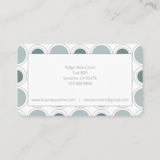 Moderner, konzentrierter Circles-Designer Mitte de Visitenkarte (Rückseite)