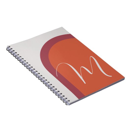 Moderner Korallenmagenta Rosa Arch mit Monogramm Notizblock (Rechte Seite)