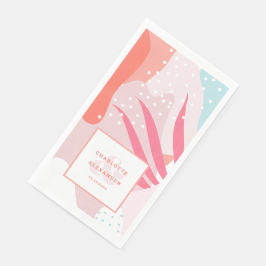 Moderner Korallenriff Abstrakte Muster Hochzeitsbr Serviette (Ecke)