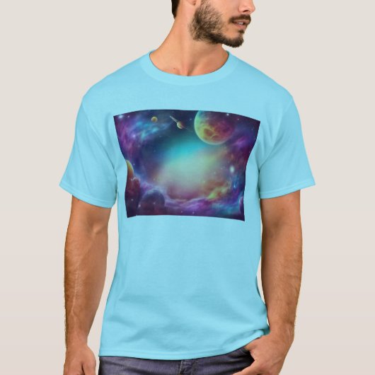 Moderner kosmischer männlicher Blue-Basic-T - Shir T-Shirt (Vorderseite)