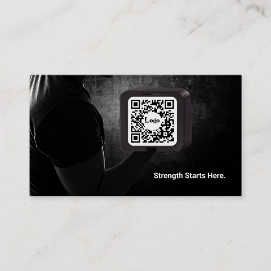 Moderner Kraft-Fitness-QR-Code Visitenkarte (Vorderseite)