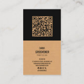 Moderner Kraft- und schwarzer Minimalistischer QR- Visitenkarte (Rückseite)