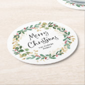 Moderner Kranz und Skript | Frohe Weihnachten Runder Pappuntersetzer (Angewinkelt)