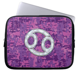 Moderner Krebs Zodiac signieren Pink Digital Camou Laptopschutzhülle
