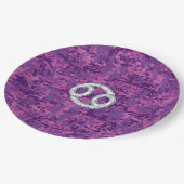 Moderner Krebs Zodiac signieren Pink Digital Camou Pappteller (Schrägansicht)