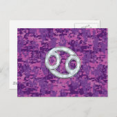 Moderner Krebs Zodiac signieren Pink Digital Camou Postkarte (Vorne/Hinten)