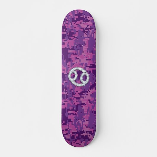 Moderner Krebs Zodiac signieren Pink Digital Camou Skateboard (Vorne)