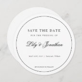 Moderner Kreis Schwarz-weiß Save the Date Einladun (Vorne/Hinten)
