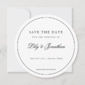 Moderner Kreis Schwarz-weiß Save the Date Einladun (Vorderseite)