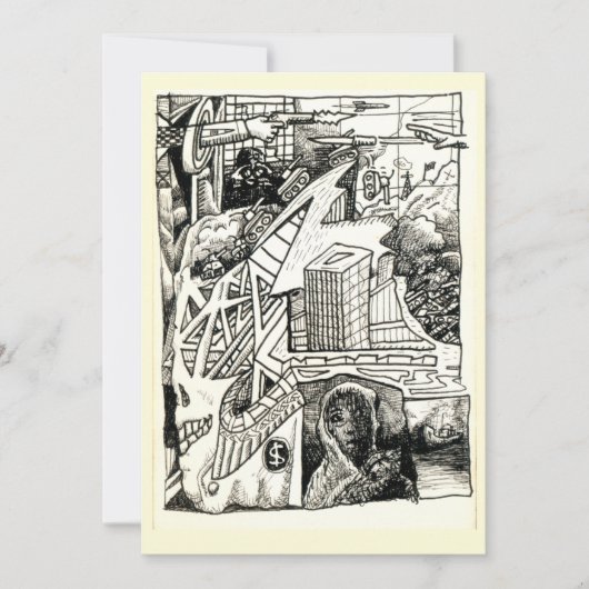 "Moderner Krieg", Tinte zeichnend Flachkarte (Vorderseite)