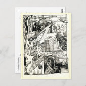 "Moderner Krieg", Tinte zeichnend Postkarte (Vorne/Hinten)