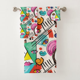 Moderner Kubismus Abstrakte Künstlerische Female F Badhandtuch Set